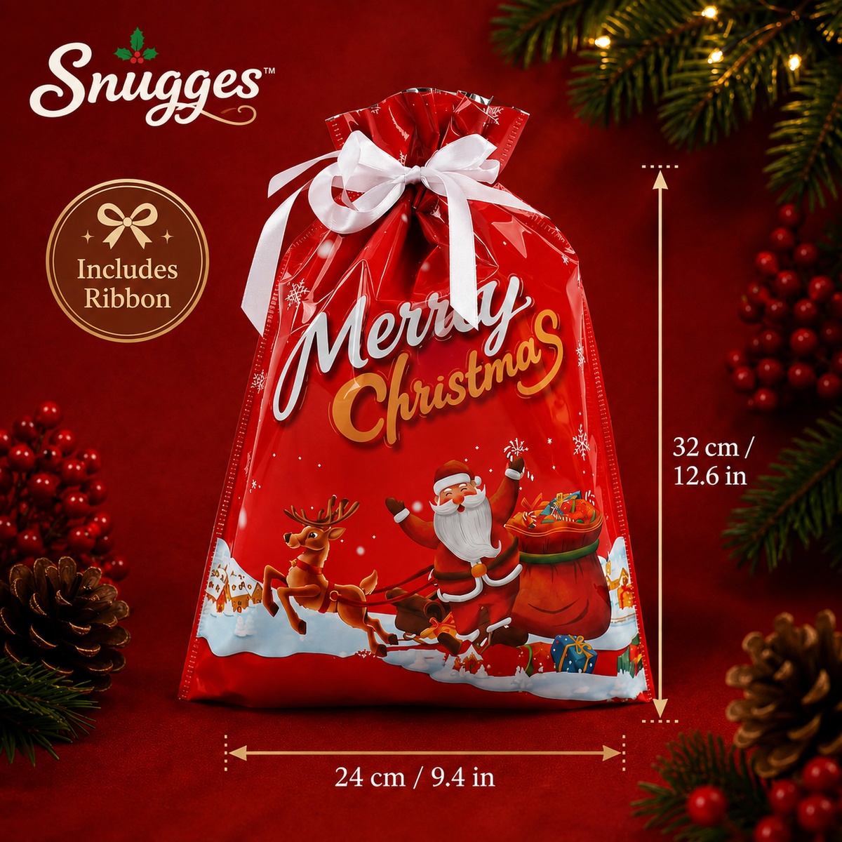 Christmas Gift Bag + Ribbon