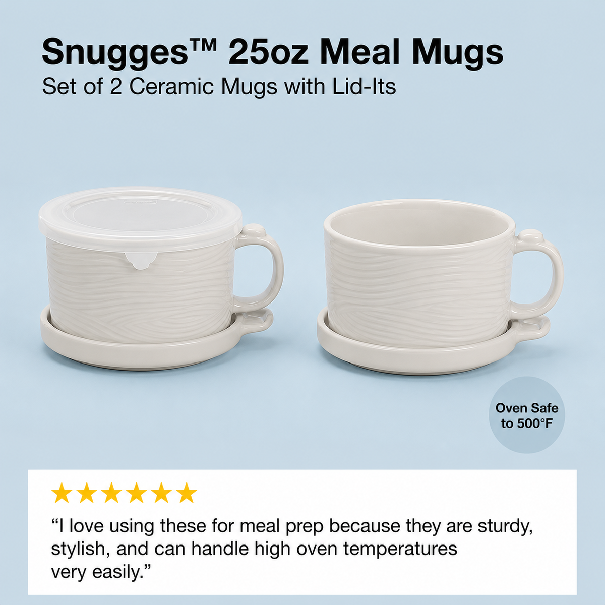 Snugges™ 25oz Meal Mugs w/Lid-Its Set of Two