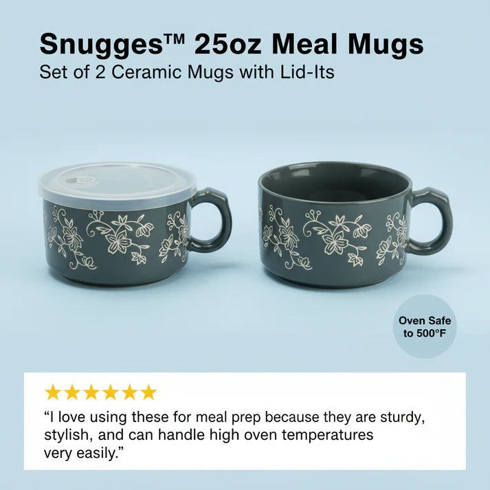 Snugges™ 25oz Meal Mugs w/Lid-Its Set of Two